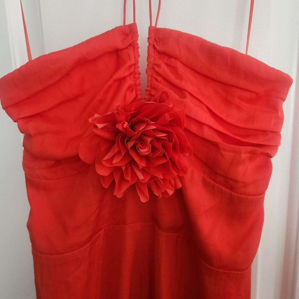 NWT Sage The Label Dream Skies Orange Halter Jumpsuit Detachable Flower- Small - Picture 6 of 16